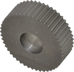 Made in USA - 3/4" Diam, 90° Tooth Angle, 20 TPI, Standard (Shape), Form Type Cobalt Straight Knurl Wheel - 1/4" Face Width, 1/4" Hole, Circular Pitch, Bright Finish, Series KN - Exact Tooling