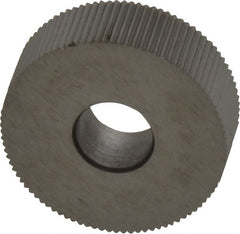 Made in USA - 3/4" Diam, 90° Tooth Angle, 40 TPI, Standard (Shape), Form Type Cobalt Straight Knurl Wheel - 1/4" Face Width, 1/4" Hole, Circular Pitch, Bright Finish, Series KN - Exact Tooling