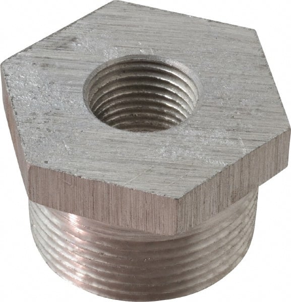 Latrobe Foundry - 1-1/4 x 1/2" Aluminum Pipe Hex Bushing - 150 psi, M x F End Connection, Grade 356-F - Exact Tooling