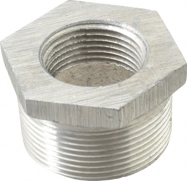 Latrobe Foundry - 1-1/2 x 1" Aluminum Pipe Hex Bushing - 150 psi, M x F End Connection, Grade 356-F - Exact Tooling