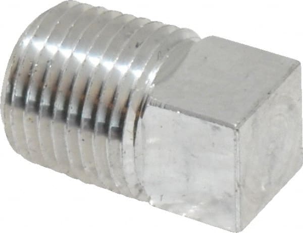 Latrobe Foundry - 1/8" Aluminum Pipe Square Head Plug - 150 psi, M End Connection, Grade 6061-T6 - Exact Tooling