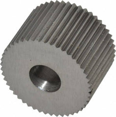 Made in USA - 3/4" Diam, 90° Tooth Angle, 20 TPI, Standard (Shape), Form Type High Speed Steel Straight Knurl Wheel - 1/2" Face Width, 1/4" Hole, Circular Pitch, Bright Finish, Series KR - Exact Tooling