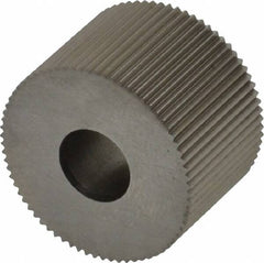Made in USA - 3/4" Diam, 80° Tooth Angle, Standard (Shape), Form Type High Speed Steel Straight Knurl Wheel - 1/2" Face Width, 1/4" Hole, 96 Diametral Pitch, Bright Finish, Series KR - Exact Tooling