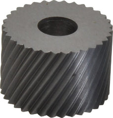 Made in USA - 3/4" Diam, 90° Tooth Angle, 16 TPI, Standard (Shape), Form Type High Speed Steel Right-Hand Diagonal Knurl Wheel - 1/2" Face Width, 1/4" Hole, Circular Pitch, 30° Helix, Bright Finish, Series KR - Exact Tooling