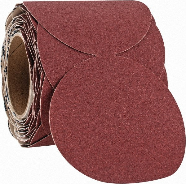 Norton - 5" Diam, 100 Grit Ceramic Adhesive PSA Disc - Medium Grade, Maroon, F Weighted Backing, Flexible - Exact Tooling