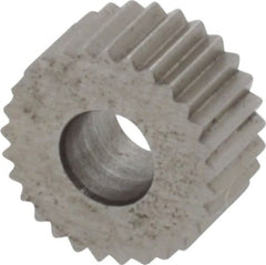 Made in USA - 5/16" Diam, 90° Tooth Angle, 30 TPI, Standard (Shape), Form Type High Speed Steel Straight Knurl Wheel - 5/32" Face Width, 1/8" Hole, Circular Pitch, Bright Finish, Series BP - Exact Tooling