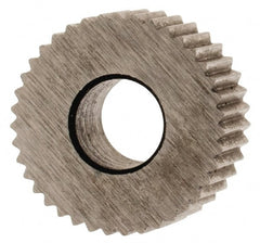 Made in USA - 5/16" Diam, 90° Tooth Angle, 40 TPI, Standard (Shape), Form Type High Speed Steel Straight Knurl Wheel - 5/32" Face Width, 1/8" Hole, Circular Pitch, Bright Finish, Series BP - Exact Tooling