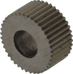 Made in USA - 5/16" Diam, 80° Tooth Angle, Standard (Shape), Form Type High Speed Steel Straight Knurl Wheel - 5/32" Face Width, 1/8" Hole, 128 Diametral Pitch, Bright Finish, Series BP - Exact Tooling