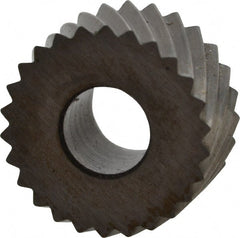 Made in USA - 5/16" Diam, 90° Tooth Angle, 30 TPI, Standard (Shape), Form Type Cobalt Left-Hand Diagonal Knurl Wheel - 5/32" Face Width, 1/8" Hole, Circular Pitch, 30° Helix, Bright Finish, Series BP - Exact Tooling