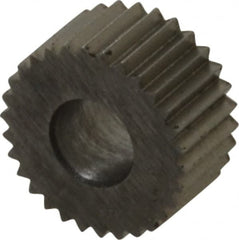 Made in USA - 5/16" Diam, 80° Tooth Angle, Standard (Shape), Form Type Cobalt Straight Knurl Wheel - 5/32" Face Width, 1/8" Hole, 96 Diametral Pitch, Bright Finish, Series BP - Exact Tooling