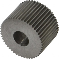 Made in USA - 3/4" Diam, 80° Tooth Angle, Standard (Shape), Form Type High Speed Steel Straight Knurl Wheel - 1/2" Face Width, 1/4" Hole, 64 Diametral Pitch, Bright Finish, Series KR - Exact Tooling