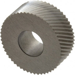 Made in USA - 1-1/4" Diam, 90° Tooth Angle, 16 TPI, Standard (Shape), Form Type High Speed Steel Right-Hand Diagonal Knurl Wheel - 1/2" Face Width, 1/2" Hole, Circular Pitch, 30° Helix, Bright Finish, Series PH - Exact Tooling