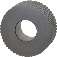 Made in USA - 1-1/4" Diam, 90° Tooth Angle, 16 TPI, Standard (Shape), Form Type High Speed Steel Female Diamond Knurl Wheel - 1/2" Face Width, 1/2" Hole, Circular Pitch, 30° Helix, Bright Finish, Series PH - Exact Tooling