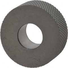 Made in USA - 1-1/4" Diam, 90° Tooth Angle, 20 TPI, Standard (Shape), Form Type High Speed Steel Female Diamond Knurl Wheel - 1/2" Face Width, 1/2" Hole, Circular Pitch, 30° Helix, Bright Finish, Series PH - Exact Tooling
