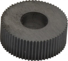Made in USA - 1/2" Diam, 80° Tooth Angle, Standard (Shape), Form Type High Speed Steel Straight Knurl Wheel - 3/16" Face Width, 3/16" Hole, 128 Diametral Pitch, Bright Finish, Series EP - Exact Tooling