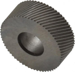 Made in USA - 1/2" Diam, 80° Tooth Angle, Standard (Shape), Form Type High Speed Steel Right-Hand Diagonal Knurl Wheel - 3/16" Face Width, 3/16" Hole, 128 Diametral Pitch, 30° Helix, Bright Finish, Series EP - Exact Tooling