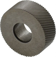 Made in USA - 1/2" Diam, 80° Tooth Angle, Standard (Shape), Form Type High Speed Steel Right-Hand Diagonal Knurl Wheel - 3/16" Face Width, 3/16" Hole, 160 Diametral Pitch, 30° Helix, Bright Finish, Series EP - Exact Tooling