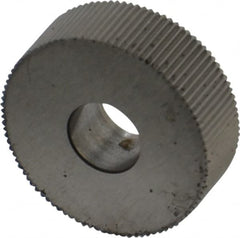 Made in USA - 3/4" Diam, 80° Tooth Angle, Standard (Shape), Form Type High Speed Steel Straight Knurl Wheel - 1/4" Face Width, 1/4" Hole, 128 Diametral Pitch, Bright Finish, Series KN - Exact Tooling