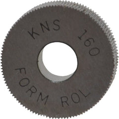 Made in USA - 3/4" Diam, 80° Tooth Angle, Standard (Shape), Form Type High Speed Steel Straight Knurl Wheel - 1/4" Face Width, 1/4" Hole, 160 Diametral Pitch, Bright Finish, Series KN - Exact Tooling
