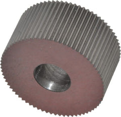 Made in USA - 3/4" Diam, 80° Tooth Angle, Standard (Shape), Form Type High Speed Steel Straight Knurl Wheel - 3/8" Face Width, 1/4" Hole, 96 Diametral Pitch, Bright Finish, Series KP - Exact Tooling