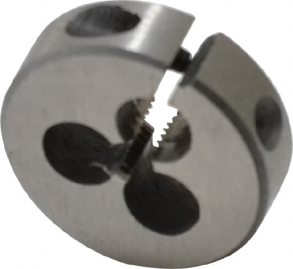 Interstate - #6-36 UNS Thread, 13/16" Outside Diam High Speed Steel Round Die - Right Hand Thread, Adjustable - Exact Tooling