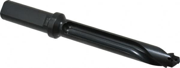 Allied Machine and Engineering - Series 17, 17 to 17.99mm Diam, 3/4" Diam Straight Shank with Flange, Straight Flute Spade Drill - 3-35/64" Max Depth, 4-47/64" Body Length, 6-49/64" OAL, Standard Length, Through Coolant - Exact Tooling