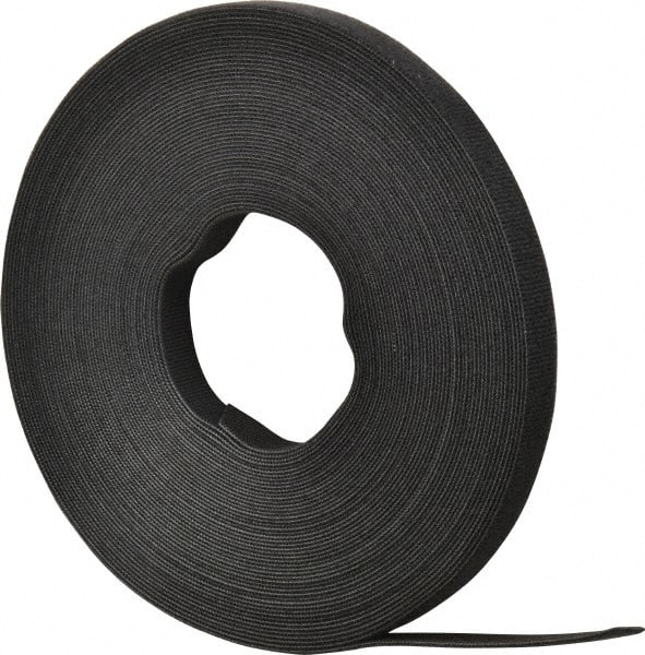 SpeedTech - 75' Long Black Nylon & Polyethylene Hook & Loop Strap - 50 Lb Tensile Strength - Exact Tooling