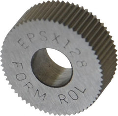 Made in USA - 1/2" Diam, 80° Tooth Angle, Standard (Shape), Form Type Cobalt Straight Knurl Wheel - 3/16" Face Width, 3/16" Hole, 128 Diametral Pitch, Bright Finish, Series EP - Exact Tooling