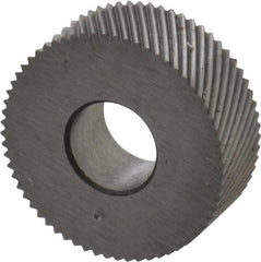 Made in USA - 1/2" Diam, 80° Tooth Angle, Standard (Shape), Form Type Cobalt Left-Hand Diagonal Knurl Wheel - 3/16" Face Width, 3/16" Hole, 128 Diametral Pitch, 30° Helix, Bright Finish, Series EP - Exact Tooling