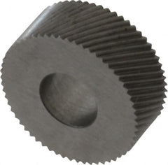 Made in USA - 5/8" Diam, 80° Tooth Angle, Standard (Shape), Form Type Cobalt Right-Hand Diagonal Knurl Wheel - 1/4" Face Width, 1/4" Hole, 96 Diametral Pitch, 30° Helix, Bright Finish, Series GK - Exact Tooling