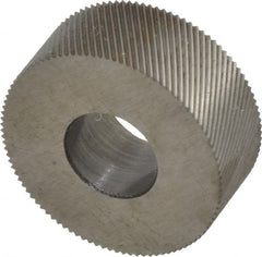 Made in USA - 5/8" Diam, 80° Tooth Angle, Standard (Shape), Form Type Cobalt Left-Hand Diagonal Knurl Wheel - 1/4" Face Width, 1/4" Hole, 160 Diametral Pitch, 30° Helix, Bright Finish, Series GK - Exact Tooling