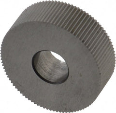 Made in USA - 3/4" Diam, 80° Tooth Angle, Standard (Shape), Form Type Cobalt Straight Knurl Wheel - 1/4" Face Width, 1/4" Hole, 128 Diametral Pitch, Bright Finish, Series KN - Exact Tooling