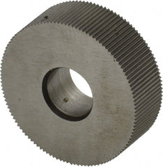 Made in USA - 3/4" Diam, 80° Tooth Angle, Standard (Shape), Form Type Cobalt Straight Knurl Wheel - 1/4" Face Width, 1/4" Hole, 160 Diametral Pitch, Bright Finish, Series KN - Exact Tooling