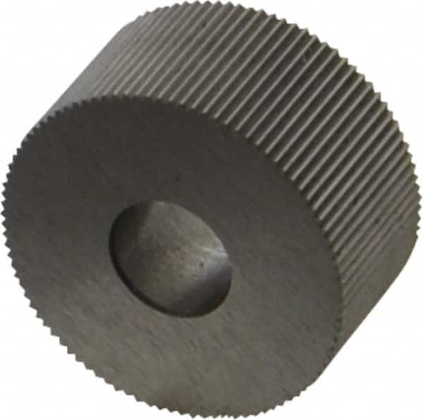 Made in USA - 3/4" Diam, 80° Tooth Angle, Standard (Shape), Form Type Cobalt Straight Knurl Wheel - 3/8" Face Width, 1/4" Hole, 128 Diametral Pitch, Bright Finish, Series KP - Exact Tooling