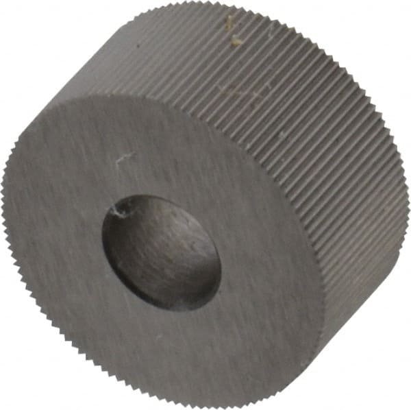 Made in USA - 3/4" Diam, 80° Tooth Angle, Standard (Shape), Form Type Cobalt Straight Knurl Wheel - 3/8" Face Width, 1/4" Hole, 160 Diametral Pitch, Bright Finish, Series KP - Exact Tooling