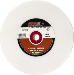 Camel Grinding Wheels - 60 Grit Aluminum Oxide Bench & Pedestal Grinding Wheel - 6" Diam x 1" Hole x 3/4" Thick, 4456 Max RPM, K Hardness, Medium Grade , Vitrified Bond - Exact Tooling