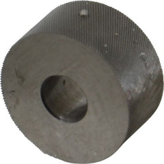 Made in USA - 3/4" Diam, 80° Tooth Angle, Standard (Shape), Form Type Cobalt Left-Hand Diagonal Knurl Wheel - 3/8" Face Width, 1/4" Hole, 96 Diametral Pitch, 30° Helix, Bright Finish, Series KP - Exact Tooling