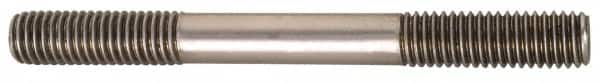 Jergens - 1-8 10" OAL Equal Double Threaded Stud - Alloy Steel, Black Oxide Finish, 2-1/2" Equal Thread Length - Exact Tooling