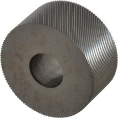 Made in USA - 3/4" Diam, 80° Tooth Angle, Standard (Shape), Form Type Cobalt Left-Hand Diagonal Knurl Wheel - 3/8" Face Width, 1/4" Hole, 160 Diametral Pitch, 30° Helix, Bright Finish, Series KP - Exact Tooling
