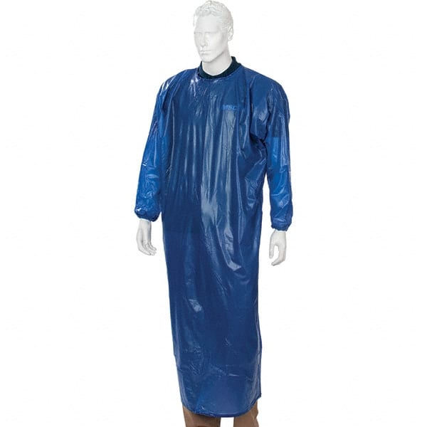 Ansell - 8 mil Thick Disposable & Chemical Resistant Apron - 8MIL BLUE XL VINYL HEAT SEAL COAT APRON - Exact Tooling