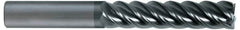 SGS - 1", 5 Flute, Single End, Solid Carbide, 0.06" Corner Radius End Mill - 4" OAL, 45° Helix, Right Hand Flute, 1-1/2" LOC, Right Hand Cut - Exact Tooling