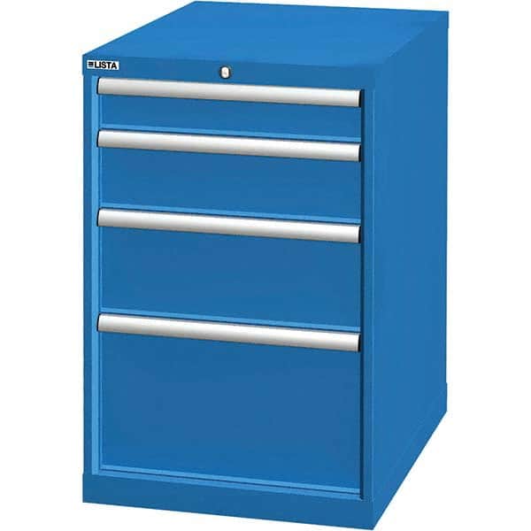 LISTA - 4 Drawer, 21 Compartment Bright Blue Steel Modular Storage Cabinet - Exact Tooling