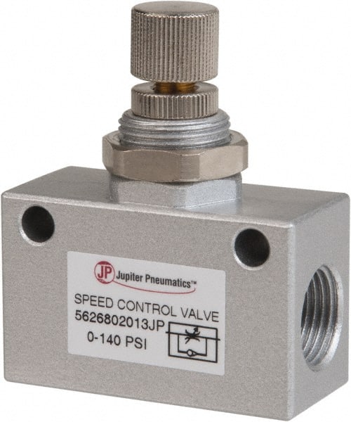 PRO-SOURCE - 3/8" NPT Inline Speed Control Valve - 0 to 140.78 psi & Aluminum Alloy Material - Exact Tooling