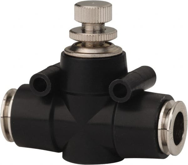 PRO-SOURCE - 3/8" Tube OD Inline Flow Control Valve - 0 to 113.76 psi & Techno Polymer, Brass, Steel Material - Exact Tooling