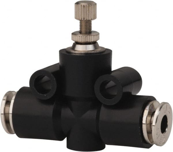 PRO-SOURCE - 5/32" Tube OD Inline Flow Control Valve - 0 to 113.76 psi & Techno Polymer, Brass, Steel Material - Exact Tooling
