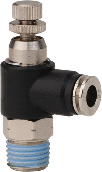 PRO-SOURCE - 1/4" Male NPT x 1/4" Tube OD Compact Banjo Valve - 0 to 113.76 psi & Techno Polymer, Brass, Steel Material - Exact Tooling