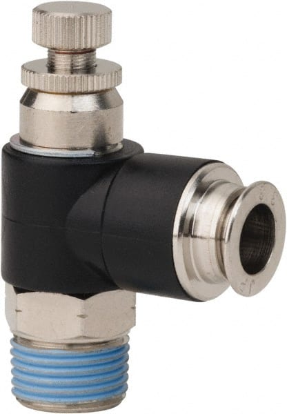 PRO-SOURCE - 3/8" Male NPT x 3/8" Tube OD Compact Banjo Valve - 0 to 113.76 psi & Techno Polymer, Brass, Steel Material - Exact Tooling