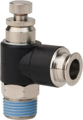 PRO-SOURCE - 3/8" Male NPT x 3/8" Tube OD Compact Banjo Valve - 0 to 113.76 psi & Techno Polymer, Brass, Steel Material - Exact Tooling