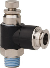 PRO-SOURCE - 1/4" Male NPT x 3/8" Tube OD Compact Banjo Valve - 0 to 113.76 psi & Techno Polymer, Brass, Steel Material - Exact Tooling