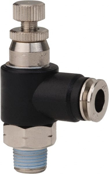 PRO-SOURCE - 1/8" Male NPT x 1/4" Tube OD Compact Banjo Valve - 0 to 113.76 psi & Techno Polymer, Brass, Steel Material - Exact Tooling